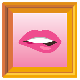 framed picture and biting lip