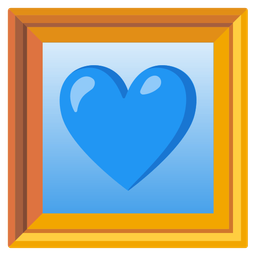 framed picture and blue heart