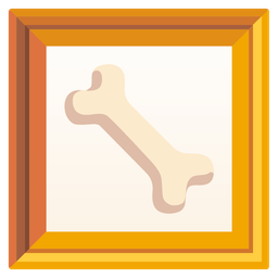 framed picture and bone