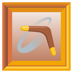 framed picture and boomerang