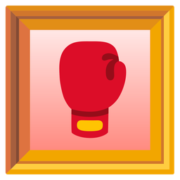 framed picture and boxing glove
