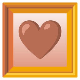 framed picture and brown heart