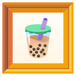 framed picture and bubble tea