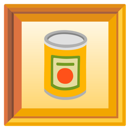 framed picture and canned food