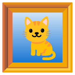 framed picture and cat face