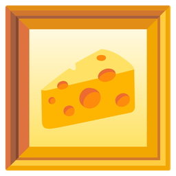 framed picture and cheese wedge