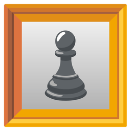 framed picture and chess pawn