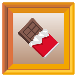 framed picture and chocolate bar