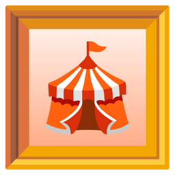 framed picture and circus tent