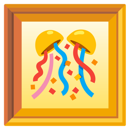 framed picture and confetti ball