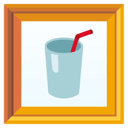 framed picture and cup with straw