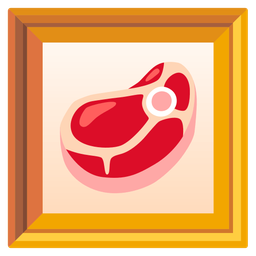 framed picture and cut of meat