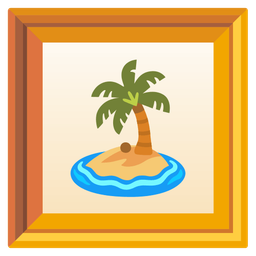 framed picture and desert island
