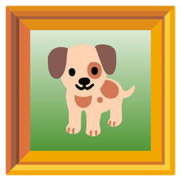 framed picture and dog face