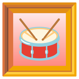 framed picture and drum