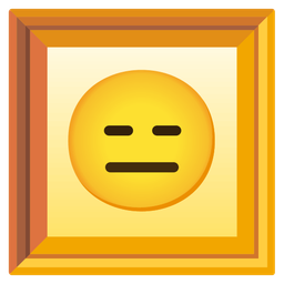 framed picture and expressionless face