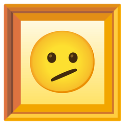 framed picture and face with diagonal mouth