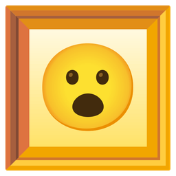 framed picture and face with open mouth