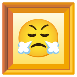 framed picture and face with steam from nose