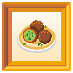 framed picture and falafel