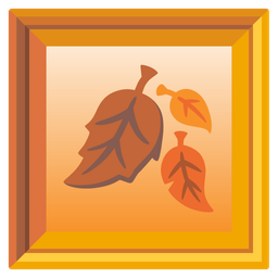 framed picture and fallen leaf