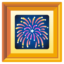 framed picture and fireworks