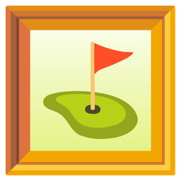 framed picture and flag in hole