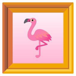 framed picture and flamingo
