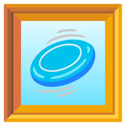 framed picture and flying disc