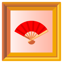 framed picture and folding hand fan