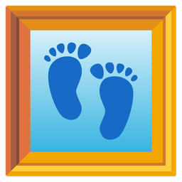 framed picture and footprints
