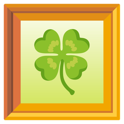 framed picture and four leaf clover