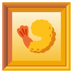 framed picture and fried shrimp