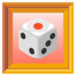 framed picture and game die