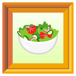 framed picture and green salad