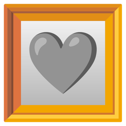 framed picture and grey heart