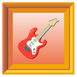 framed picture and guitar