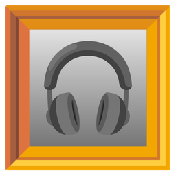 framed picture and headphone