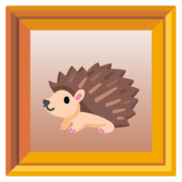 framed picture and hedgehog