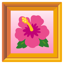 framed picture and hibiscus