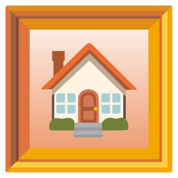 framed picture and house