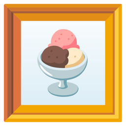 framed picture and ice cream
