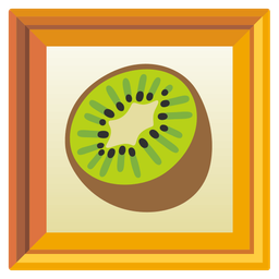 framed picture and kiwi fruit