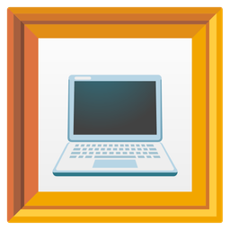 framed picture and laptop