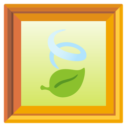 framed picture and leaf fluttering in wind