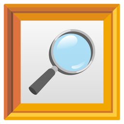 framed picture and magnifying glass tilted right