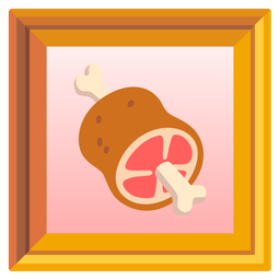 framed picture and meat on bone