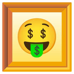 Framed picture and Money-mouth face