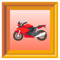 framed picture and motorcycle