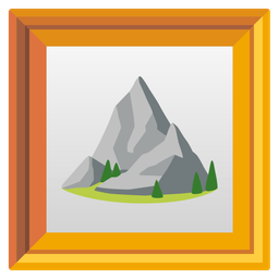 framed picture and mountain